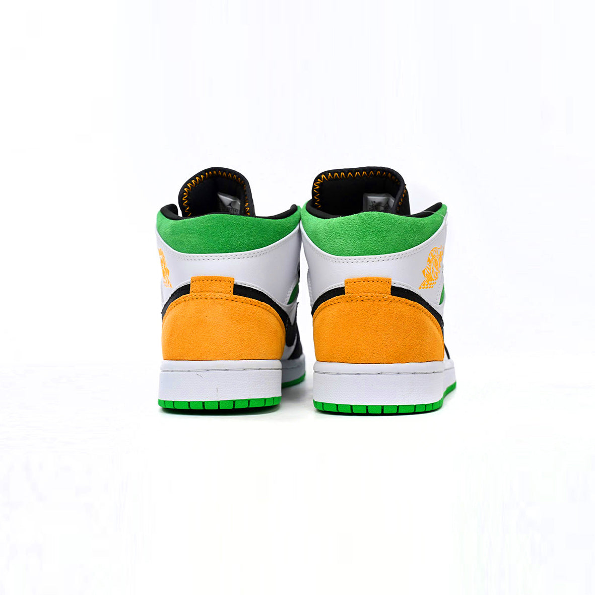Zapatillas Nike Air Jordan 1 Mid Oakland Blanco Naranja Verde Hombre Retro