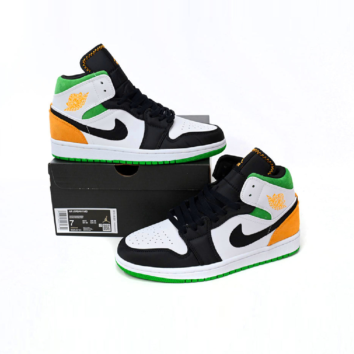 Zapatillas Nike Air Jordan 1 Mid Oakland Blanco Naranja Verde Hombre Retro